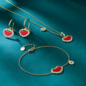 【宫里首饰】 称心如意银镀金饰品套装 耳环+手链+项链套装