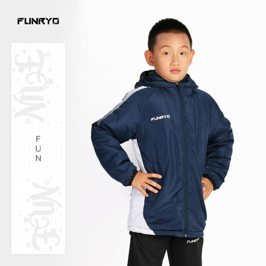 【特价】【青少年】FUNRYO蜂锐FUN系列运动中长棉服藏青白 商品图0