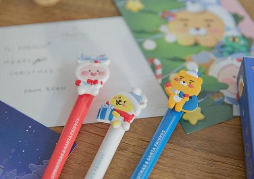 韩国Kakao Friends 白色圣诞节中性笔套装圆珠笔3P 文具办公JPY带授权招加盟代理 商品图1