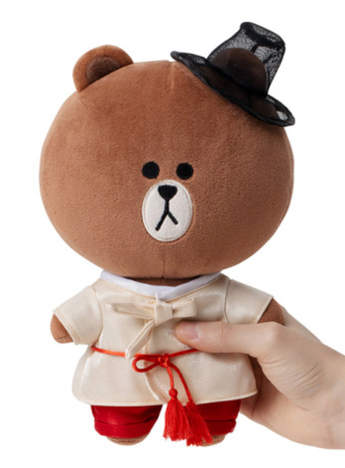 韩国 Line Friends可爱 公仔 布朗韩服版站立娃娃JPY带授权招加盟代理