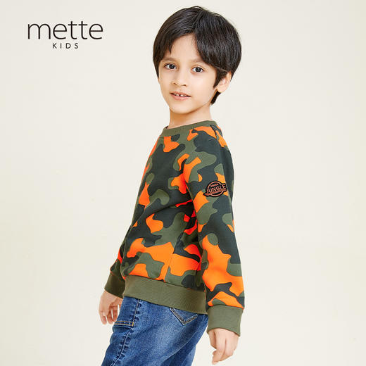 METTE童装男宝加绒迷彩卫衣2020秋冬新品圆领套头内搭保暖上衣 商品图0