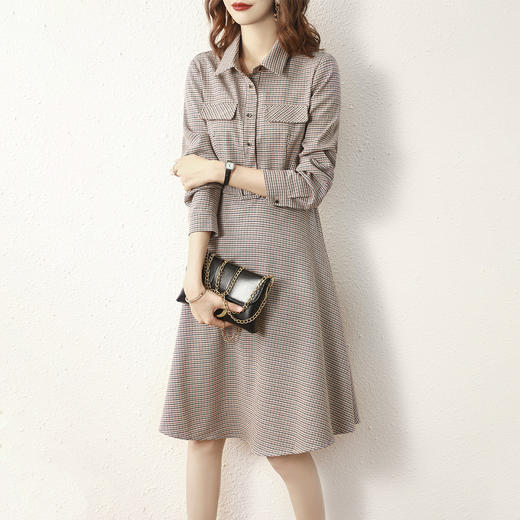 《xwi#春季新品》连衣裙女百搭翻领中长款纽扣装饰时尚流行衬衫裙子