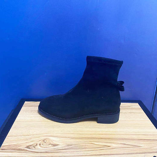 豪行秋季新款29351018平底袜靴女短靴简约百搭套脚弹力绒布踝靴女 商品图1