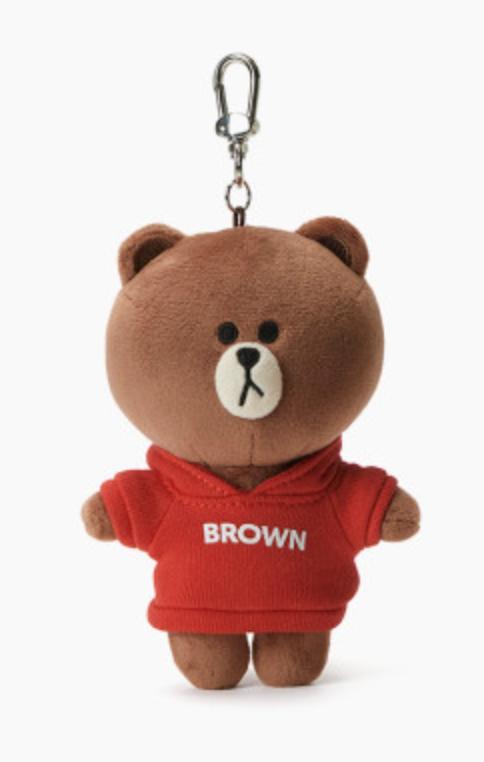 韩国linefriends可爱公仔红色连帽棕白色魅力娃娃