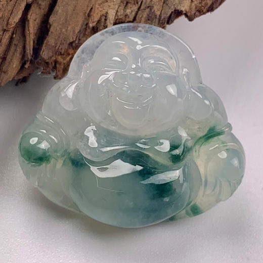 派瑞翡翠 翡翠佛 糯冰种 飘蓝花 商品图0