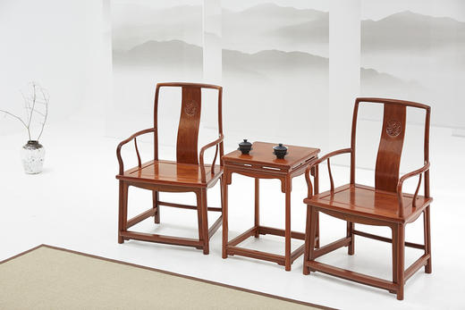 红桥红  家具严选  缅甸花梨（大果紫檀）  【宝蕴楼扇形 南官帽椅三件套】 商品图5