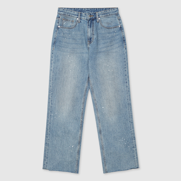 SPAO Eland (彩绘宽牛仔裤_SPTJB23C91)冬季 直筒裤 长裤 加厚JPY带授权招加盟代理