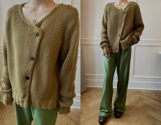 HIDEMI 美利奴羊毛斜门襟设计感开衫 商品图7