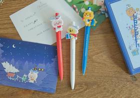 韩国Kakao Friends 白色圣诞节中性笔套装圆珠笔3P 文具办公JPY带授权招加盟代理