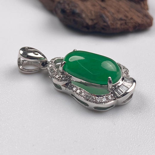 派瑞翡翠 翡翠18k金挂件 糯种 无色 商品图3