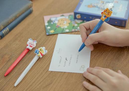 韩国Kakao Friends 白色圣诞节中性笔套装圆珠笔3P 文具办公JPY带授权招加盟代理 商品图2