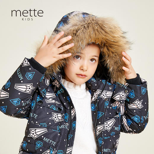 METTE羊绒世家童装100%山羊绒衫冬新品中大童女镂空印花保暖毛衣 商品图5