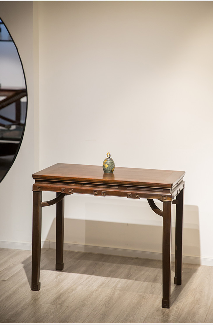 清代 红木回纹霸王枨半桌 - 明清家具研习社