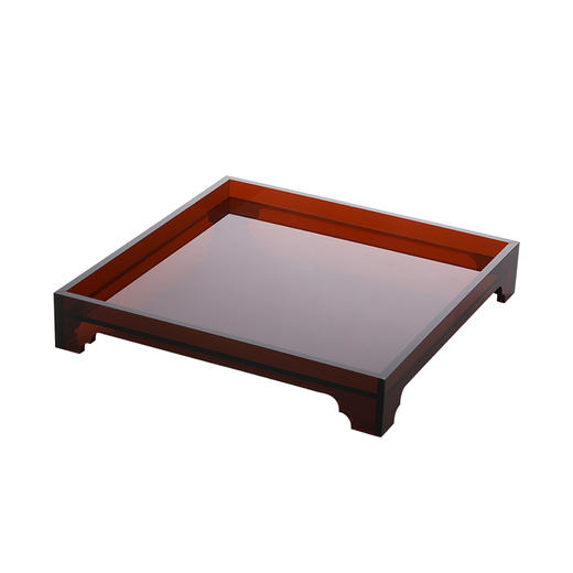 others 新中式琥珀色亚克力方形托盘 中式茶盘 禅意 茶道收纳托盘