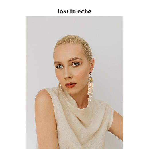 lost in echo 原创设计师品牌 水滴锆石巴洛克珍珠流苏AB款耳环 商品图0