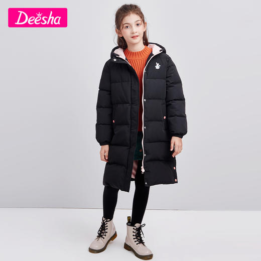 笛莎童装女童羽绒服2020冬装新款中大童小女孩儿童加厚中长款外套 商品图2