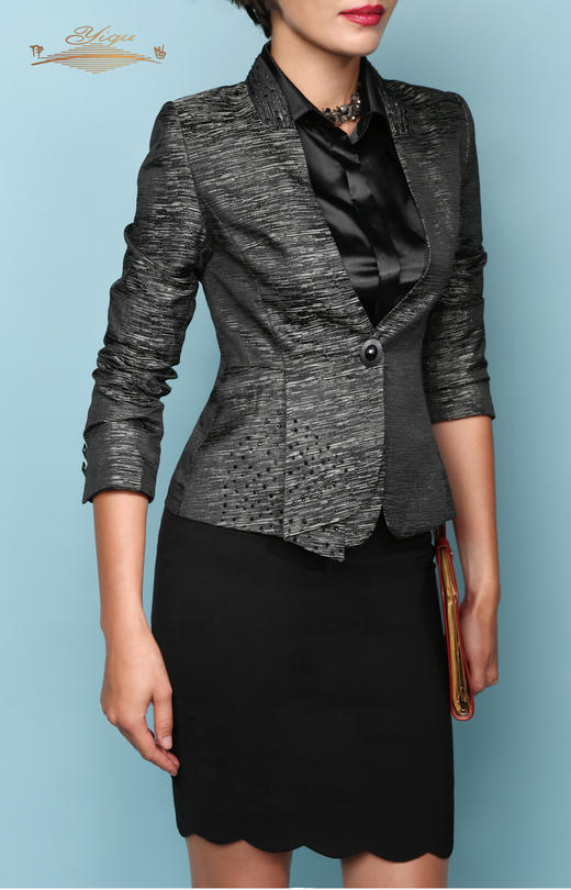 YIQU |“凯歌”西装上衣（立体条纹）P 商品图0