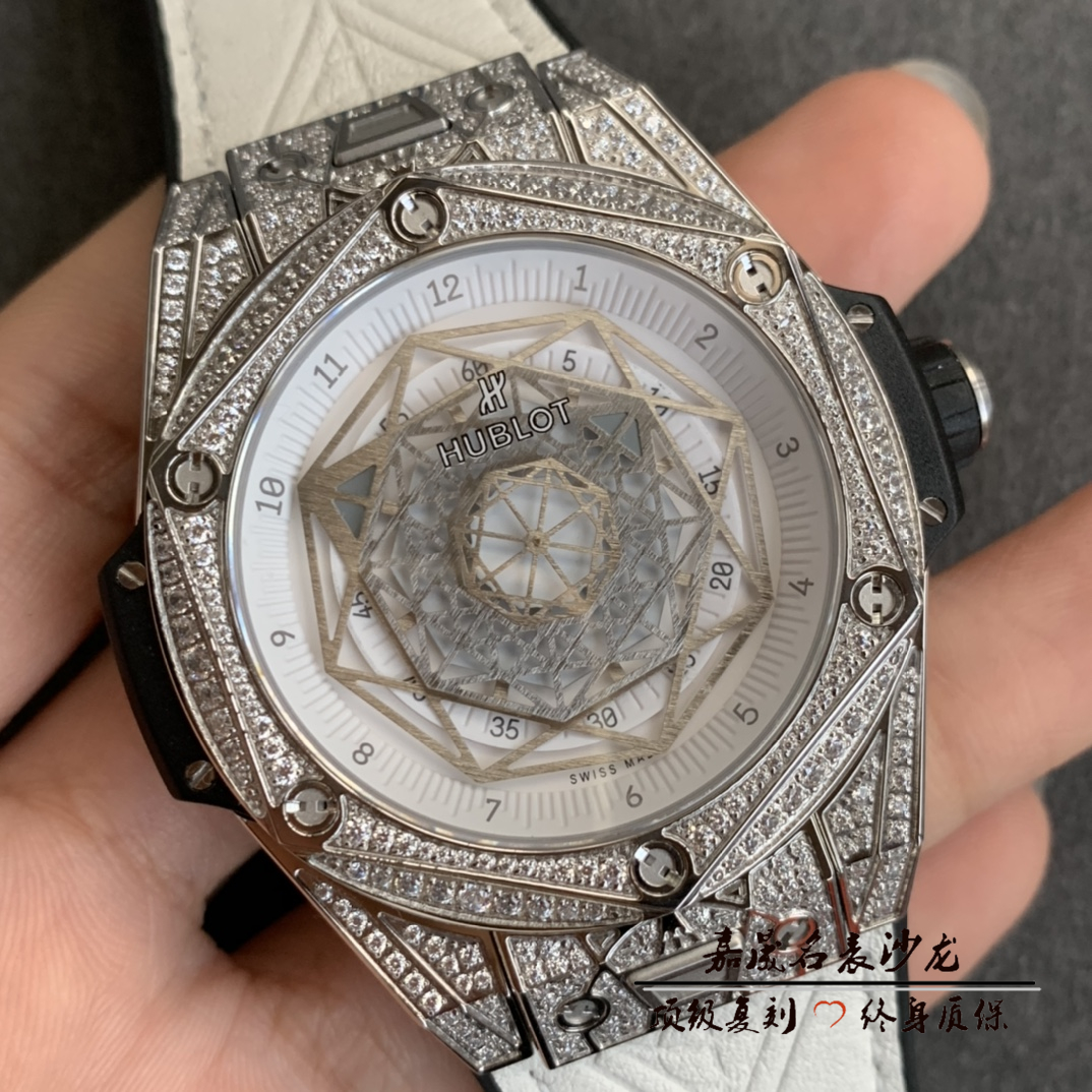 hb厂出品满钻bigbang系列六芒星刺青尺寸45x14mm一键式表带快拆按钮