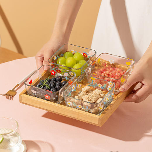 摩登主妇玻璃分格果盘家用小吃碟客厅零食干果盘水果点心盘糖果盘 商品图3