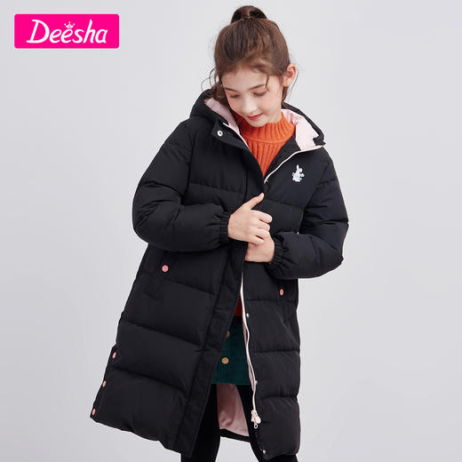 笛莎童装女童羽绒服2020冬装新款中大童小女孩儿童加厚中长款外套 商品图1