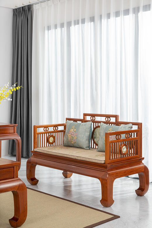 红桥红  家具严选  缅甸花梨（大果紫檀）  【嵌云石 梳背沙发 123 六件套】 商品图8