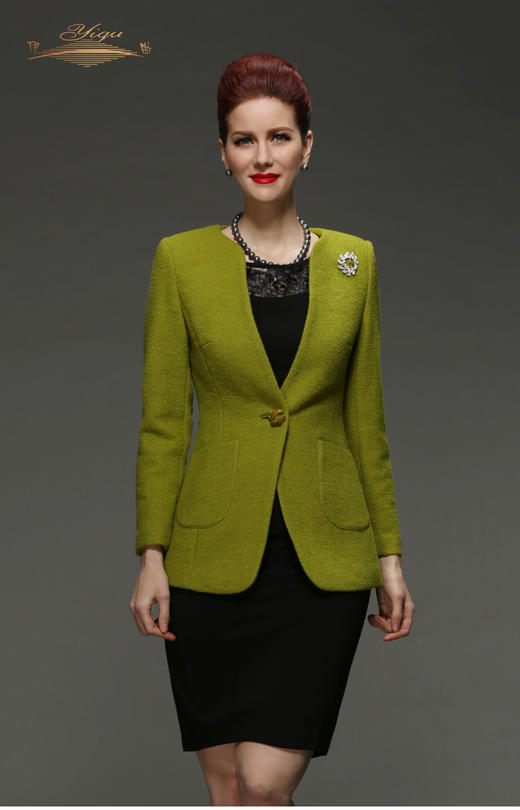 【特惠】YIQU |“美丽印记”西装上衣（菩提绿·含40%羊毛）p 商品图0