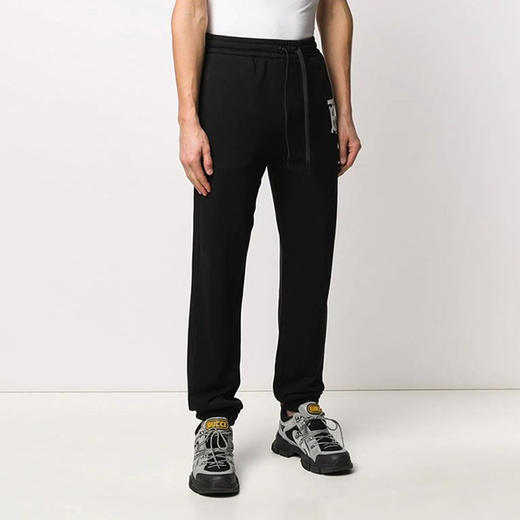 【一】BURBERRY 巴宝莉 男士棉质TB专属标识图案印花抽绳休闲运动裤 黑色 8024607 A1189 商品图1