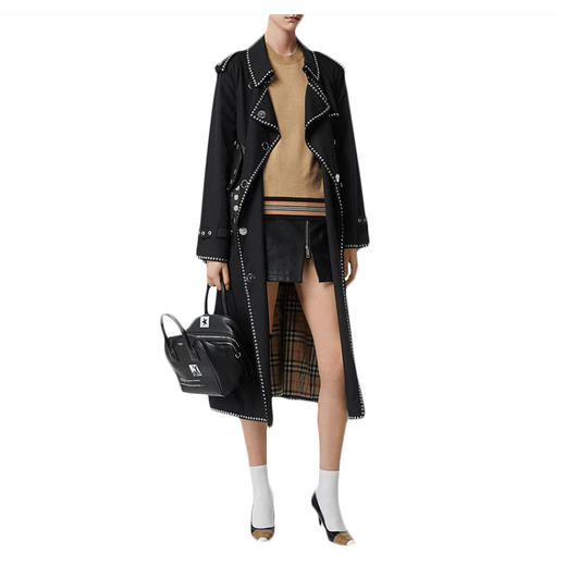 【二】BURBERRY 博柏利 女士驼色美利奴羊毛短袖毛衫 卡其色 8010592 A1420 商品图3