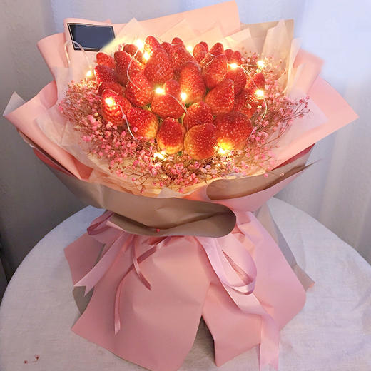 创意草莓花束抱抱桶-可食用送女友爱人女生节生日平安夜圣诞节情人节