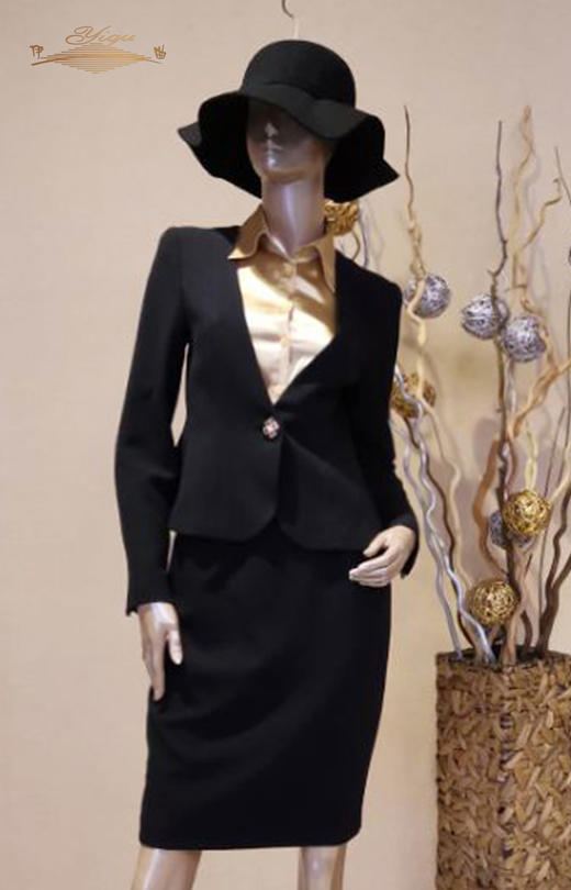 【断码】M/L//XXL码•YIQU |“恋香”假两件西装上衣（黑金） 商品图0