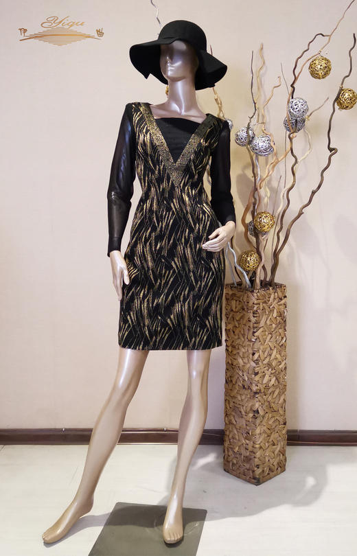 【断码】M/XXL码•YIQU |“国色天香”连身裙（黑金）PT 商品图0