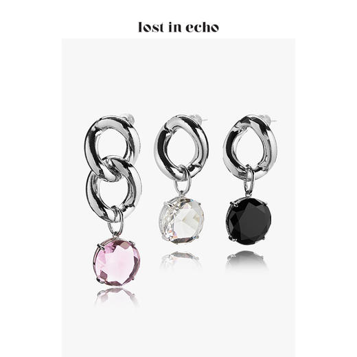 lost in echo 设计师品牌 设计师透明宝石链条AB款耳环 商品图0