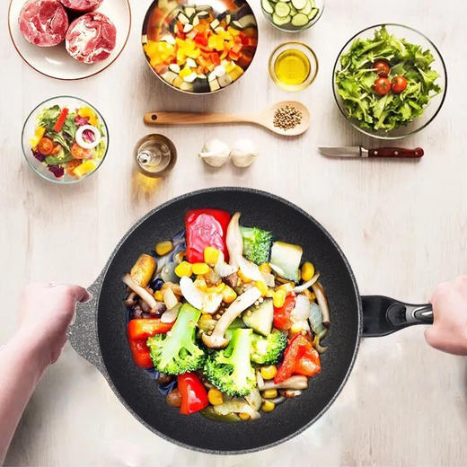 【新原装麦饭石不粘锅】食品级健康材质，坚固耐用、轻盈方便-MFSG 商品图1