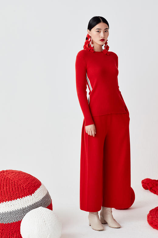 疗愈羊绒| 秋冬 圆领修身羊绒女套衫 SJF92W164N 商品图1