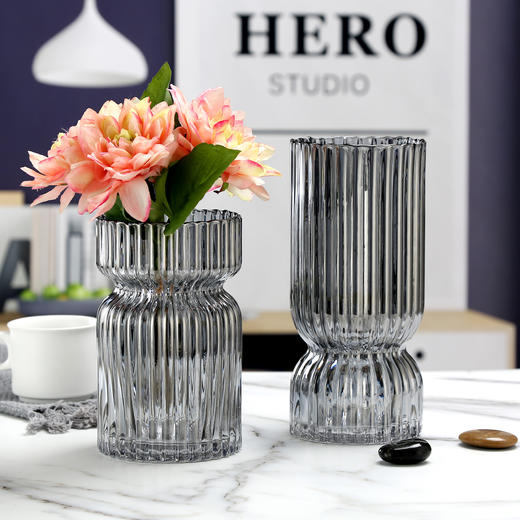 现代简约束腰彩色描金玻璃花瓶--卡腰 商品图0