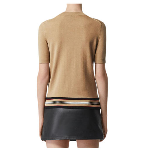 【二】BURBERRY 博柏利 女士驼色美利奴羊毛短袖毛衫 卡其色 8010592 A1420 商品图1