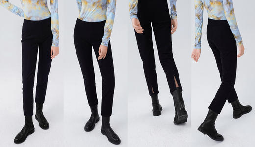 HIDEMI 到店必入神裤/弹力显瘦收身细脚管后开衩九分裤 商品图1