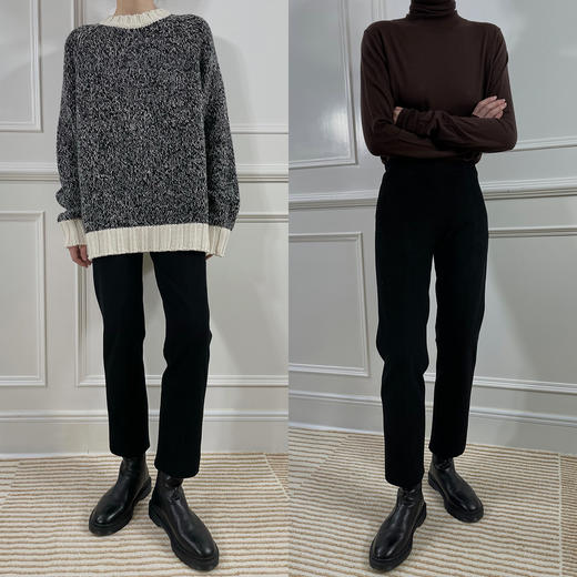 HIDEMI 到店必入神裤/弹力显瘦收身细脚管后开衩九分裤 商品图8