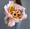 幸福安康      19朵戴安娜玫瑰，3朵向日葵，尤加利搭配（3031） 商品缩略图0