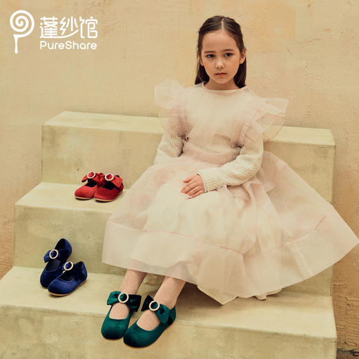 非质量问题不退换哦~pureshare 女童平底鞋新款秋冬丝绒面玛丽珍可爱舞蹈鞋单鞋-绒面玛丽珍单鞋 商品图1