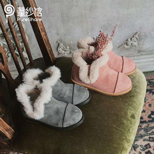非质量问题不退换哦~pureshare 女童筒靴冬季新款加厚毛绒可爱儿童短靴棉靴雪地靴-儿童加绒棉鞋 商品图0