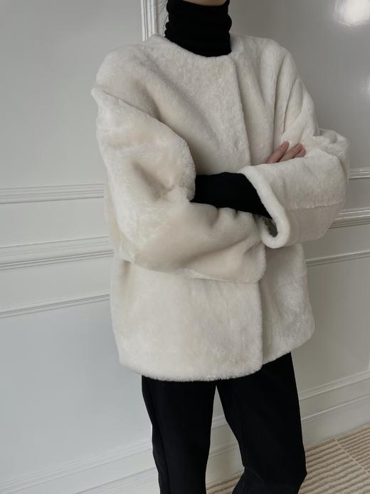 HIDEMI皮毛一体简约圆领短款皮草大衣皮衣 商品图12