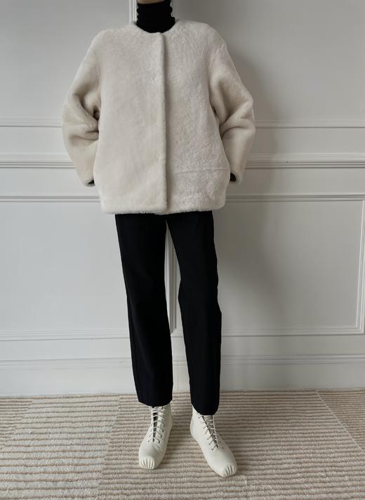 HIDEMI皮毛一体简约圆领短款皮草大衣皮衣 商品图14