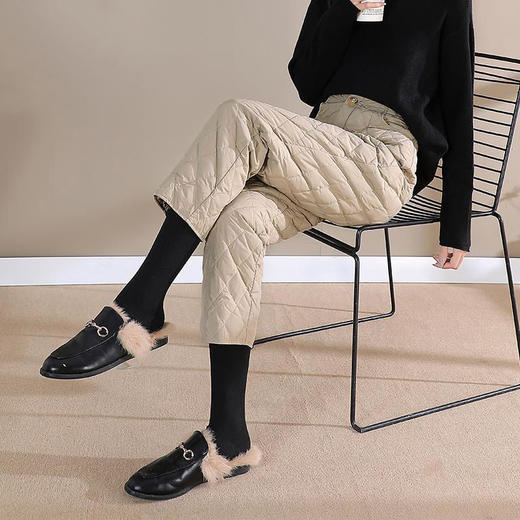 PDD-SEM201130新款时尚气质高腰加厚保暖直筒轻薄羽绒裤TZF 商品图4