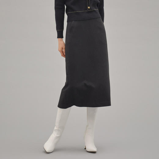 韩国MIXXO秋冬百搭格子纯色A字形长裙JPY带授权招加盟代理 商品图3