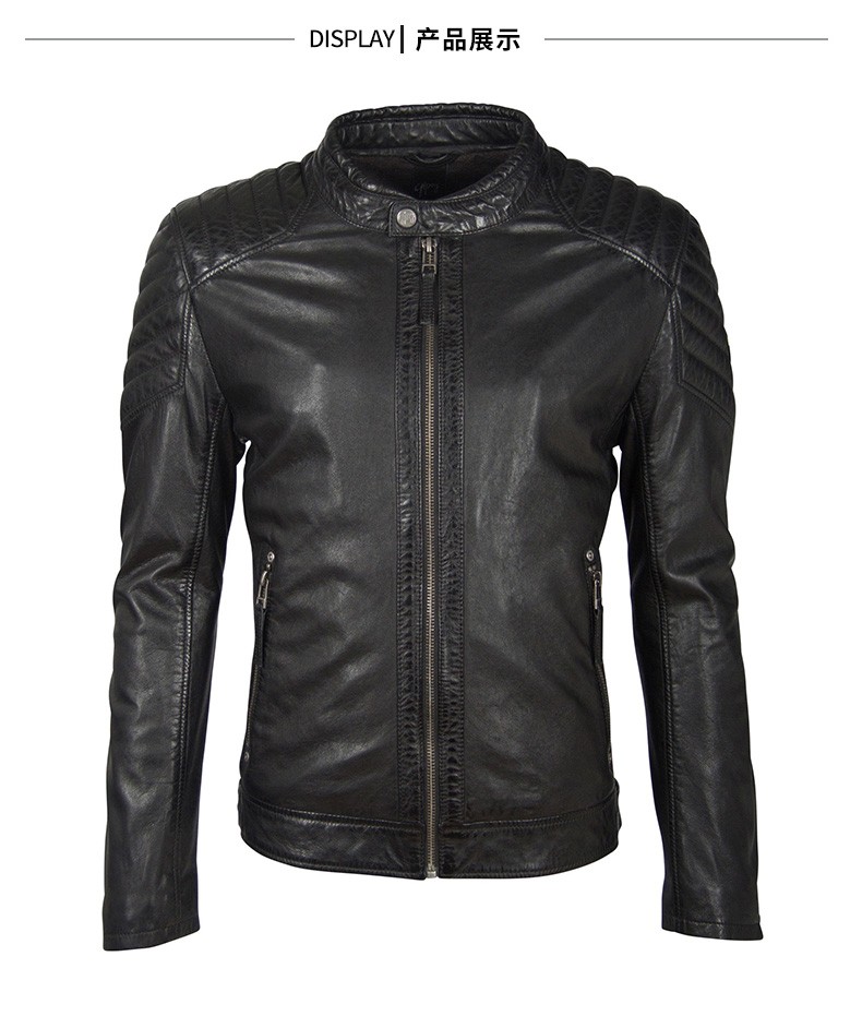 德国gipsy猎皮仕 男士立领机车皮夹克 简约风皮衣