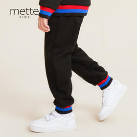 METTE童装男童加绒保暖裤2020秋冬新品中大童时尚撞色针织休闲裤