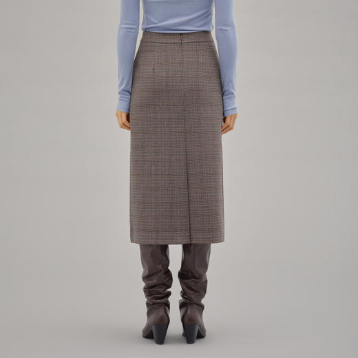 韩国MIXXO秋冬百搭格子纯色A字形长裙JPY带授权招加盟代理 商品图2