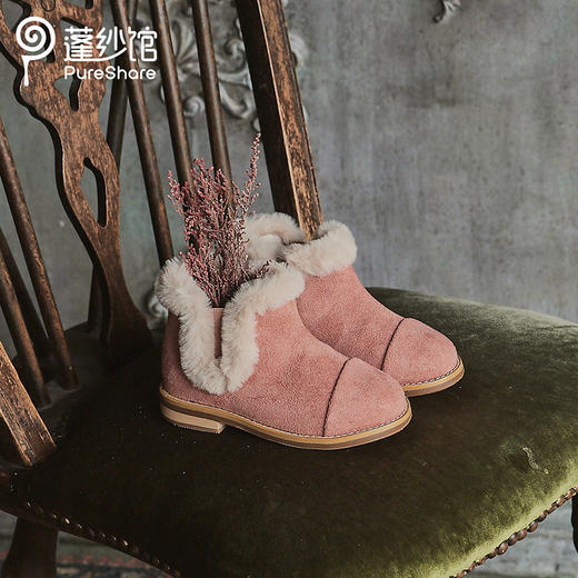 非质量问题不退换哦~pureshare 女童筒靴冬季新款加厚毛绒可爱儿童短靴棉靴雪地靴-儿童加绒棉鞋 商品图4