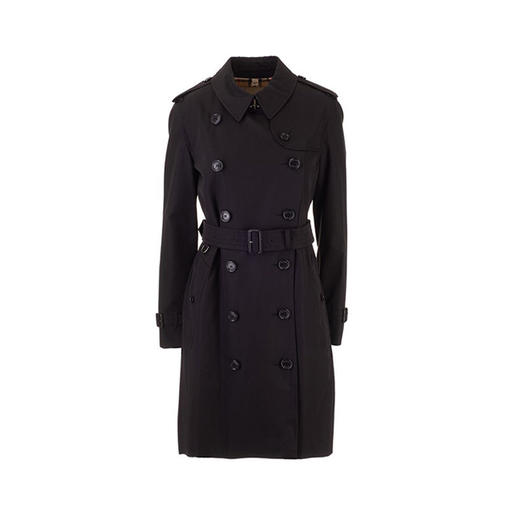 BURBERRY 巴宝莉 女士肯辛顿版型 – 中长款 Heritage Trench 束腰风衣 黑色 8027934 A1189 商品图0